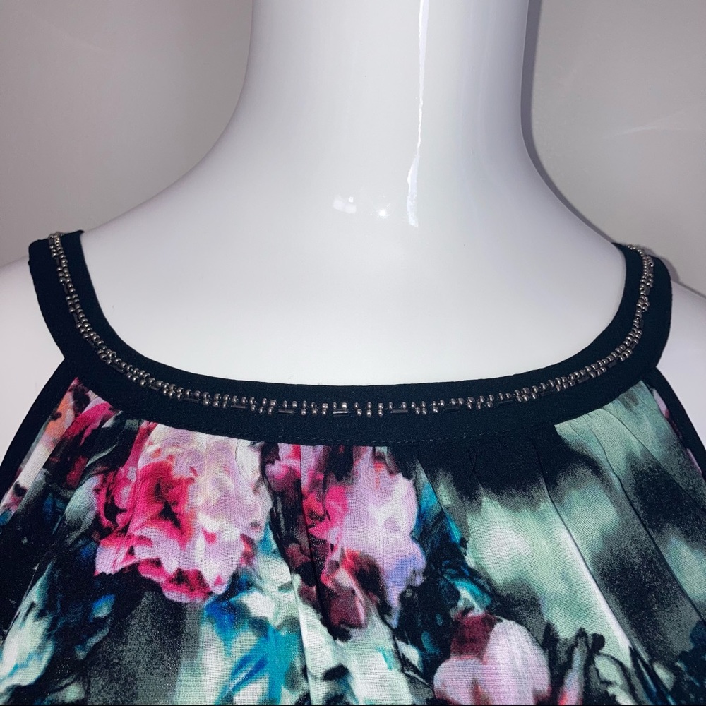 Nicole by Nicole Miller Cold Shoulder Floral Black Dress 6 - Picture 3 of 8